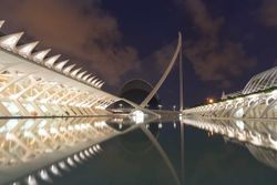 panoramic night view of city of arts taken in a night photo tour in valencia