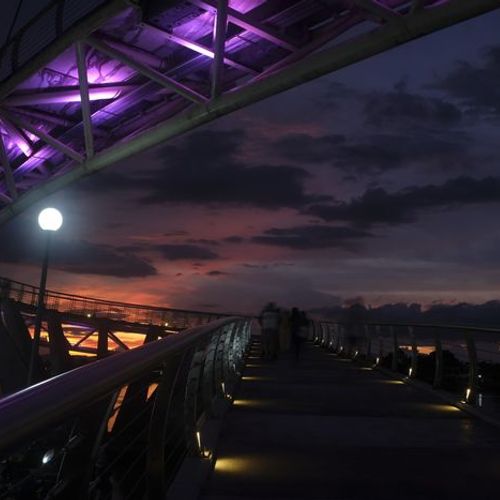 Partial view of the Darul Hana bridge at sunset
