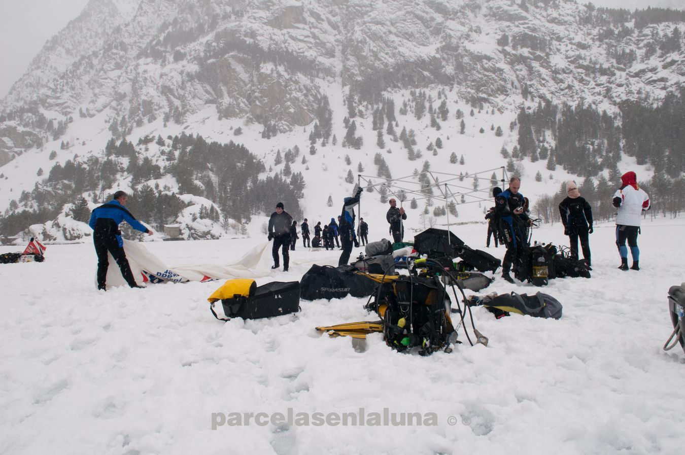 Buceo bajo hielo Panticosa, preparación